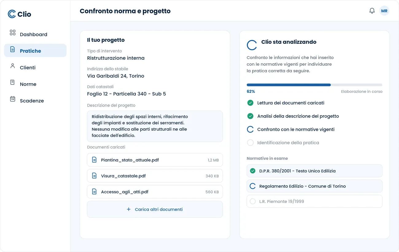 Schermata Urbik — confronto norma e progetto